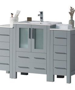 Sydney 48" Vanity Set With Double Side Cabinets, Metal Gray No Mirror