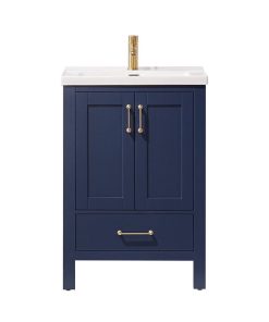 Vinnova Gela 24" Vanity with Drop In Ceramic Basin in Royal Blue