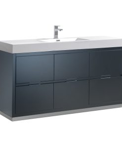 Valencia Free Standing Modern Bathroom Vanity, Dark Slate Gray, 60"