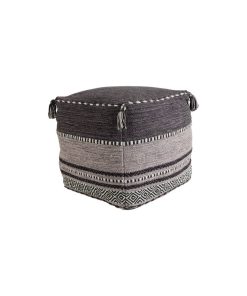 Trenza Pouf - Black, Charcoal, Light Gray, Khaki, 18"x18"x18"