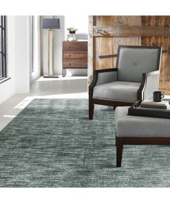 TERRA Ocean Waves Hand Made Wool and Silkette Area Rug, Blue, 8'6"x11'6"