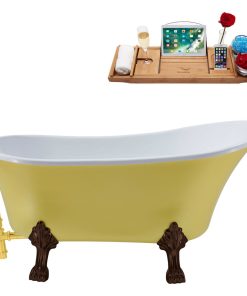 55" Streamline N354ORB-GLD Clawfoot Tub and Tray With External Drain