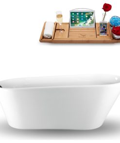 65" Streamline N1521BGM Freestanding Tub and Tray With Internal Drain