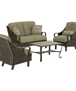 Ventura 4-Piece Patio Set, Brown and Olive