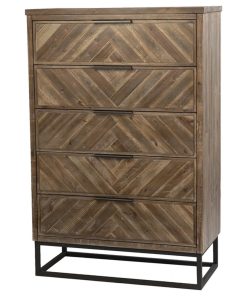 58" Tranquilla Chest Reclaimed Hardwood Five Drawers Natural Brown Triangle