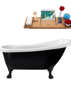 61" Streamline N481BL-IN-BGM Clawfoot Tub and Tray With Internal Drain