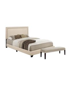 2 Piece Bedroom Set with King Panel Bed and Bench
