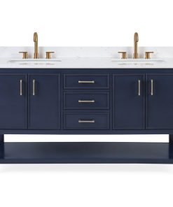 Tennant Brand Single Sink Vanity, Felton, Navy Blue, 60'', Fairy White Quartz