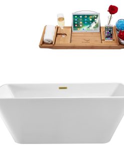 59" Streamline N680BGL Soaking Freestanding Tub and Tray With Internal Drain