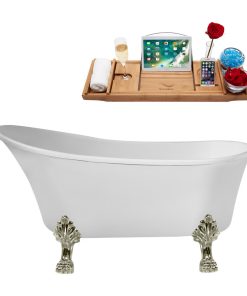 55" Streamline N346BNK-IN-CH Clawfoot Tub and Tray With Internal Drain