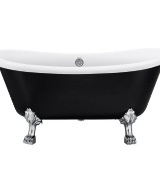 59" Acrylic Double Slipper Clawfoot Non-Whirlpool Bathtub, Black