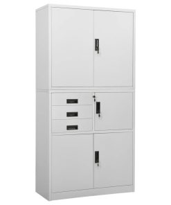 vidaXL Office Cabinet Light Gray 70.9" Steel File Storage Cabinet Furniture