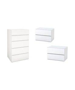 3 Piece Modern Set with Chest and (Set of 2) Night Stands in White