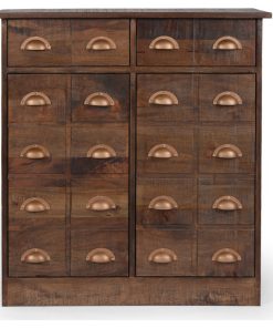 Tift Terrell Handcrafted Boho Mango Wood Cabinet, Antique Natural