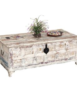 Winter Storm Farmhouse Style Solid Wood Standing Coffee Table Chest