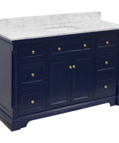 Sydney 60" Bathroom Vanity, Royal Blue, Carrara Marble, Single Sink