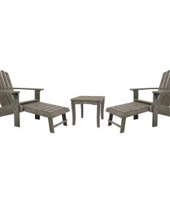 3-Piece Gray Wash Eucalyptus Adirondack With Built-in Ottoman Set