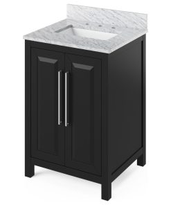 24" Cade Vanity With White Carrara Marble Top Black