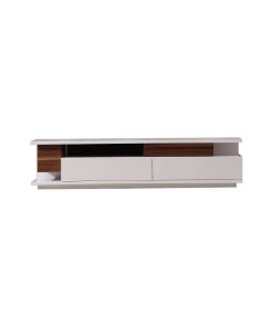 TV061 Modern Tv Stand in Light Walnut/White Lacquer Finish
