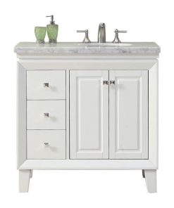 36 Inch White Bathroom Vanity, Sink on the Right