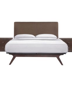 Tracy 3-Piece Queen Upholstered Fabric Wood Bedroom Set, Cappuccino Brown