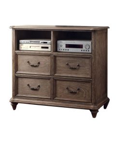 4 Drawers Wooden Media Chest, Rustic Natural