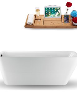 59" Streamline N1221BL Freestanding Tub and Tray With Internal Drain