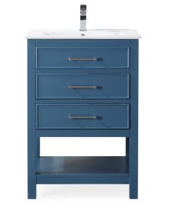 24" Aruzza Small Slim Teal Bathroom Vanity