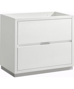 Valencia Free Standing Modern Bathroom Cabinet, Glossy White, 36"