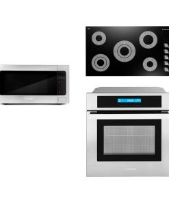 3-Piece 36" Electric Cooktop 24.4" Countertop Microwave 24" Electric Wall Oven
