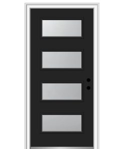36 in.x80 in. 4 Lite Frosted Left-Hand Inswing Painted Fiberglass Smooth Door