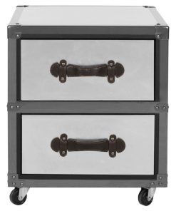 Stevie 2 Drawer Rolling Chest Black/Brown/Silver