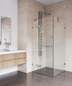 VIGO Monteray Frameless Shower Enclosure, Brushed Nickel