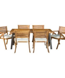 7-Piece DeSoto Teak Finish Acacia Wood Patio Dining Set