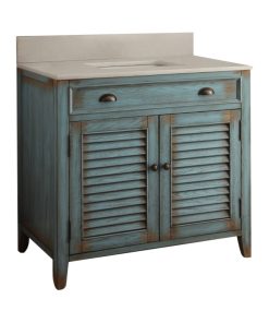 36" Cottage Look Distresed Blue Abbeville Bathroom Sink Vanity