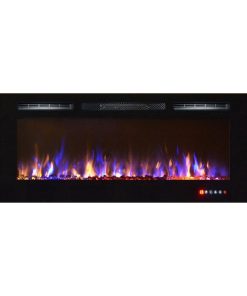 60" Crystal Recessed Touch Screen Multi-Color Wall Mounted Electric Fireplace