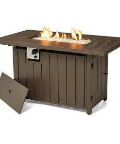 48"W 30000-BTU Tan Aluminum Propane Fire Pit With Cover, Tan