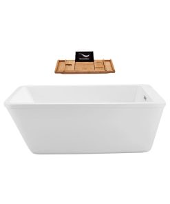 60" Streamline N-240-60FSWH-FM Soaking Freestanding Tub With Internal Drain