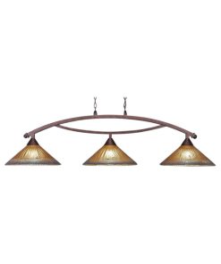 Toltec Lighting 873-BRZ-710 Bow - Three Light Billiard