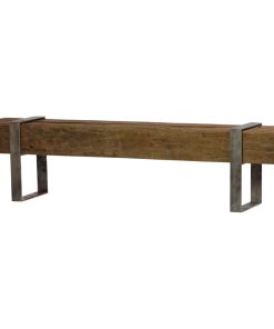 6266" Irmina Bench Reclaimed Exotic Hardwood Iron Legs Rustic Brown Solid