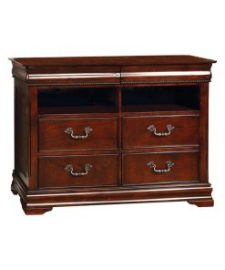 4 Drawers Wooden Media Chest, Brown Cherry