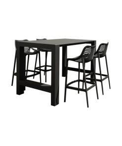 Vegas Air 5-Piece Bar Set With 39"-55" Extendable Black