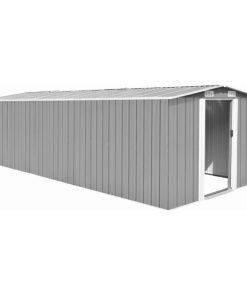 Vidaxl Garden Shed 101.2"x228.3"x71.3" Metal Gray