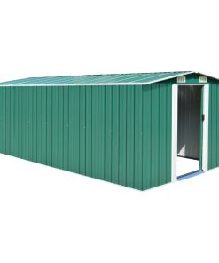 Vidaxl Garden Shed 101.2"x192.5"x71.3" Metal Green