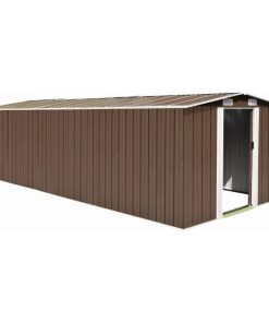 Vidaxl Garden Shed 101.2"x228.3"x71.3" Metal Brown