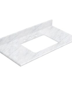 36-in. W 18.25-in. D Stone Top In Bianca Carara Color For 3H8-in. Faucet