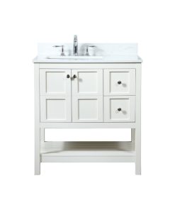 Tucker 32" Single Bathroom Vanity, White, With Backsplash