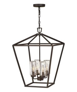 4 Light Medium Outdoor Hanging Lantern in Traditional Style - 17 Inches Wide by
