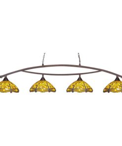 Toltec Lighting 874-BRZ-946 Bow - Four Light Billiard