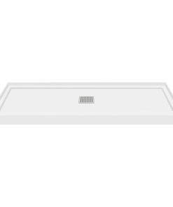 Transolid Linear 60"x36" Single Threshold Shower Base with a Center Drain, White